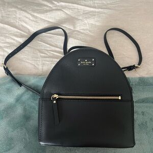 Kate Spade Black Backpack with Gold Accents